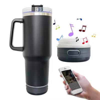 Smart Bluetooth 30oz 40oz Stainless Steel Bluetooth Speaker Straight Tumbler Portable Smart Music Tumbler with Straw and Lid